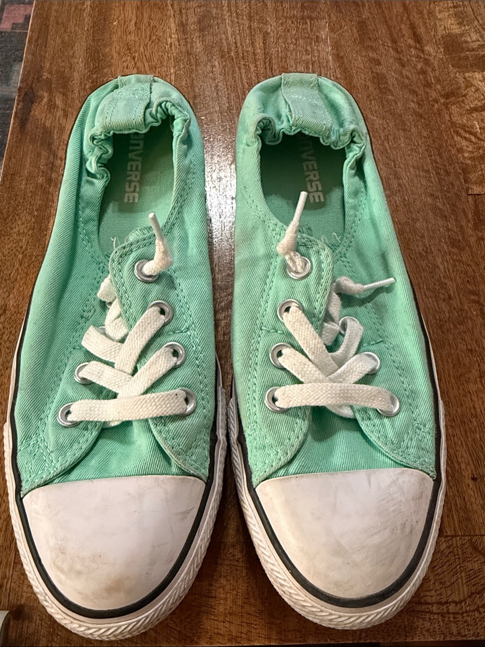 Converse Womens Slip-On Low Top Sneakers - Mint Green with White Accents